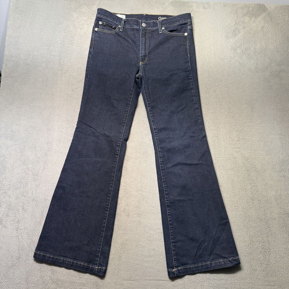 Gap 1969 Authentic Flare Women’s Size 30 Jeans Dark Wash Mid Rise Stretch Denim